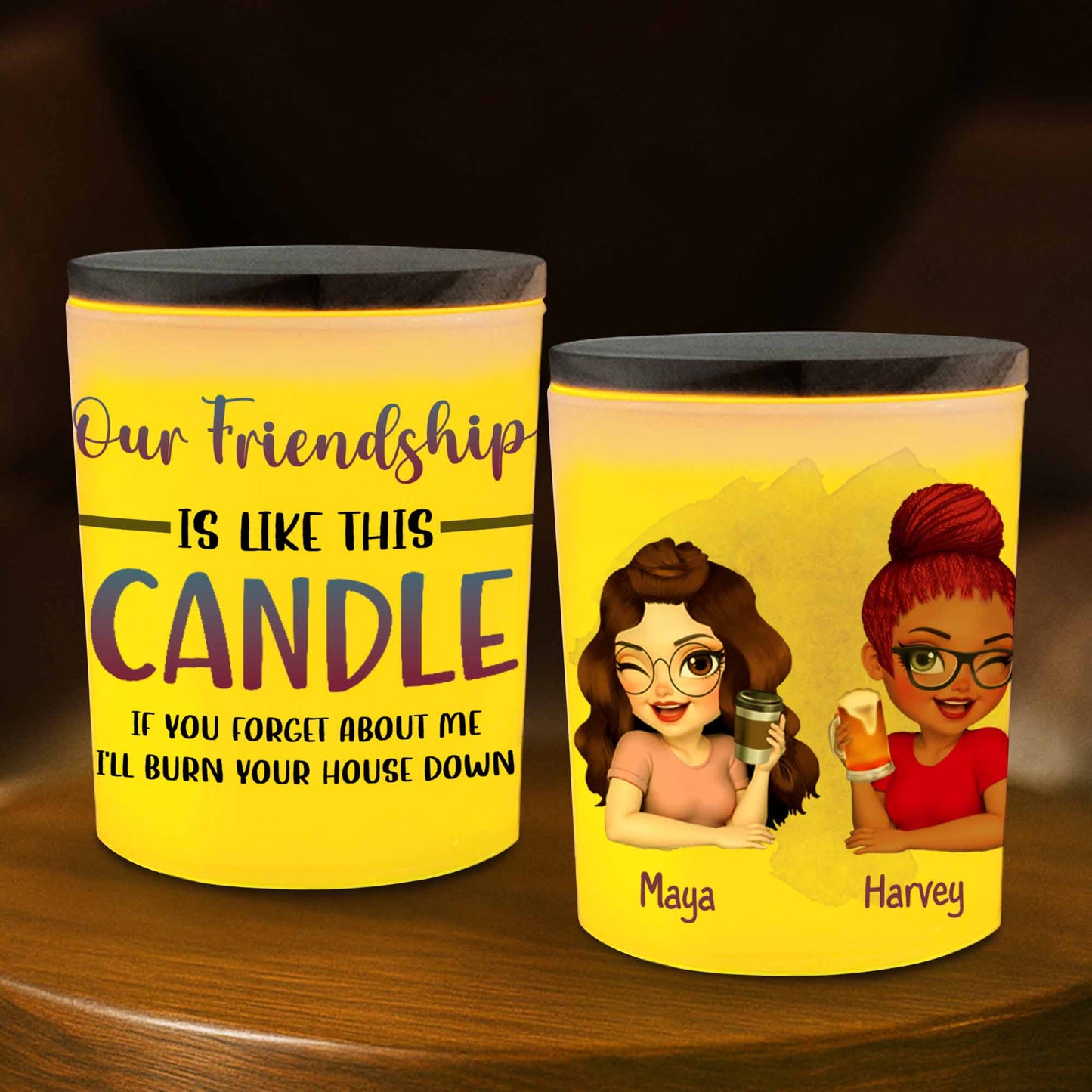 Our Friendship Is Like This Candle, Bright And Warm - Personalized Custom Glass Jar With LED - BST025_LEJAR