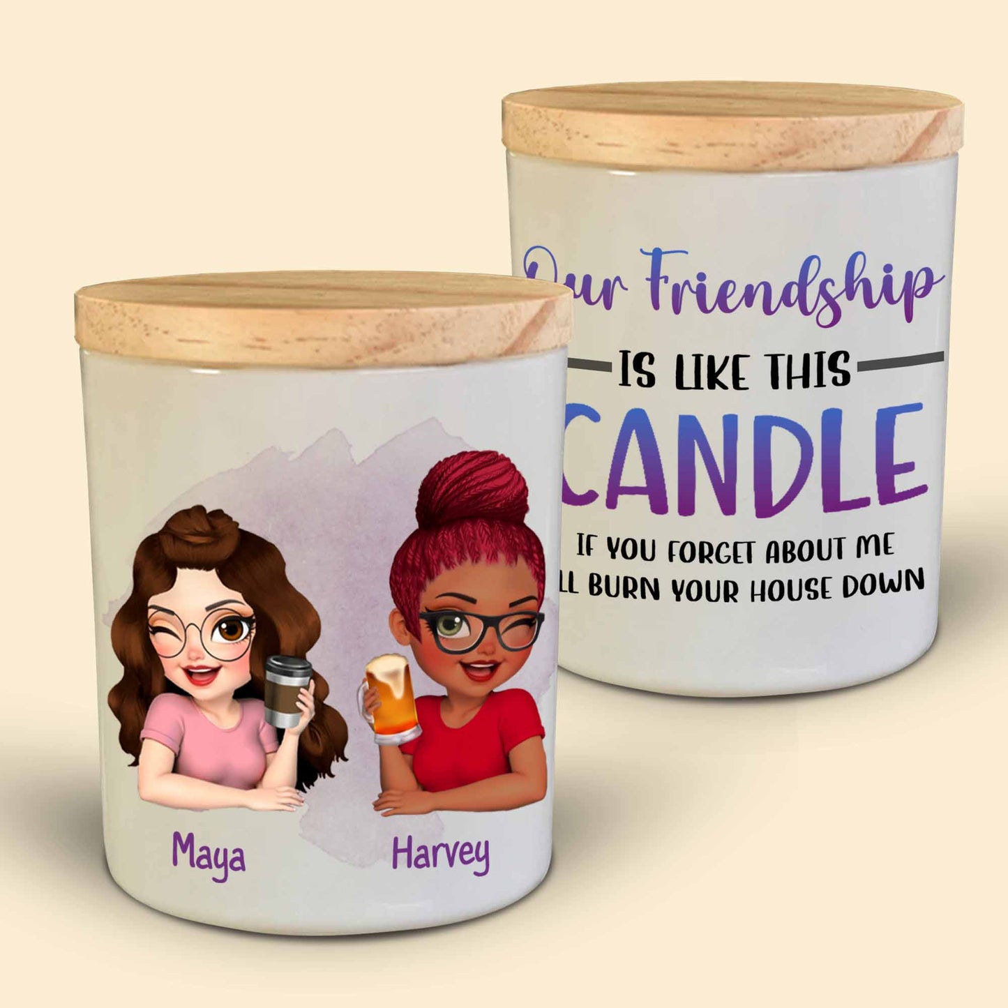 Our Friendship Is Like This Candle, Bright And Warm - Personalized Custom Glass Jar With LED - BST025_LEJAR