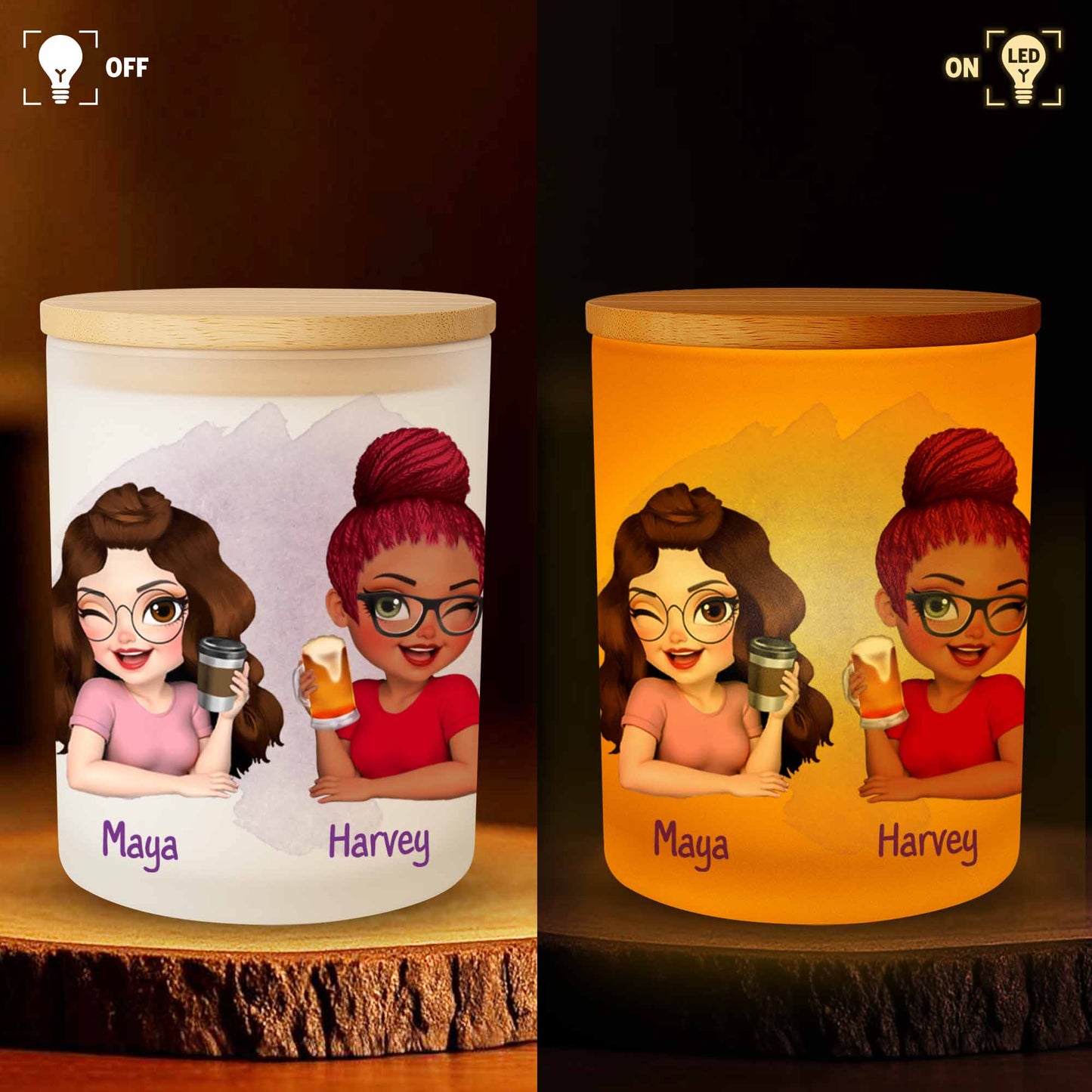 Our Friendship Is Like This Candle, Bright And Warm - Personalized Custom Glass Jar With LED - BST025_LEJAR