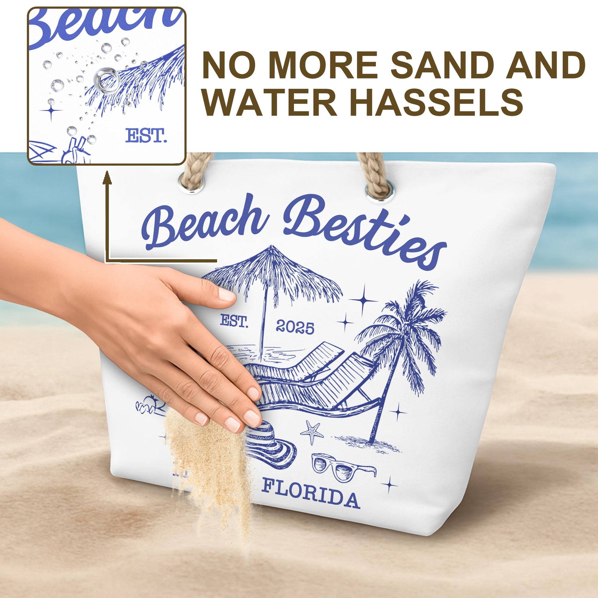 Beach Besties, Miami, Florida, Palm Tree And Beach Chair