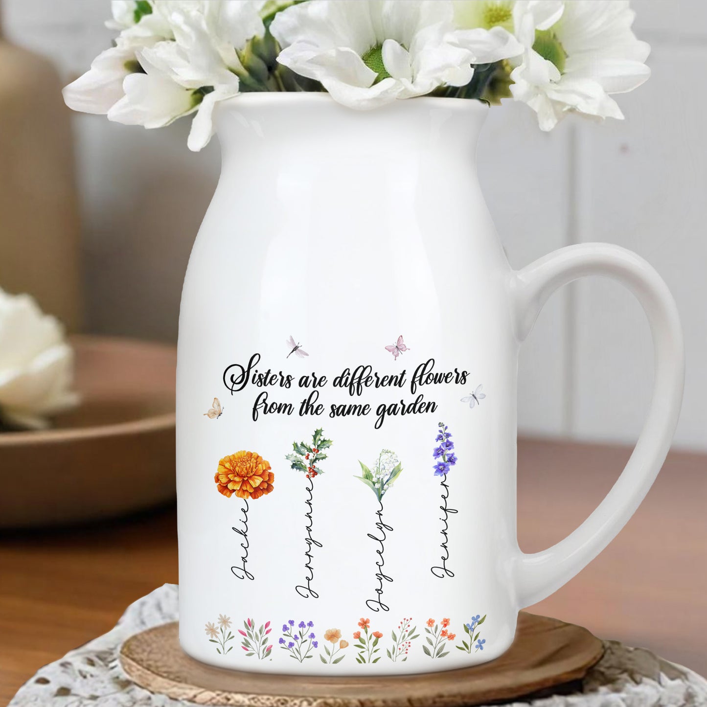 Sisters Are Different Flowers From The Same Garden, Flowers And Butterflies