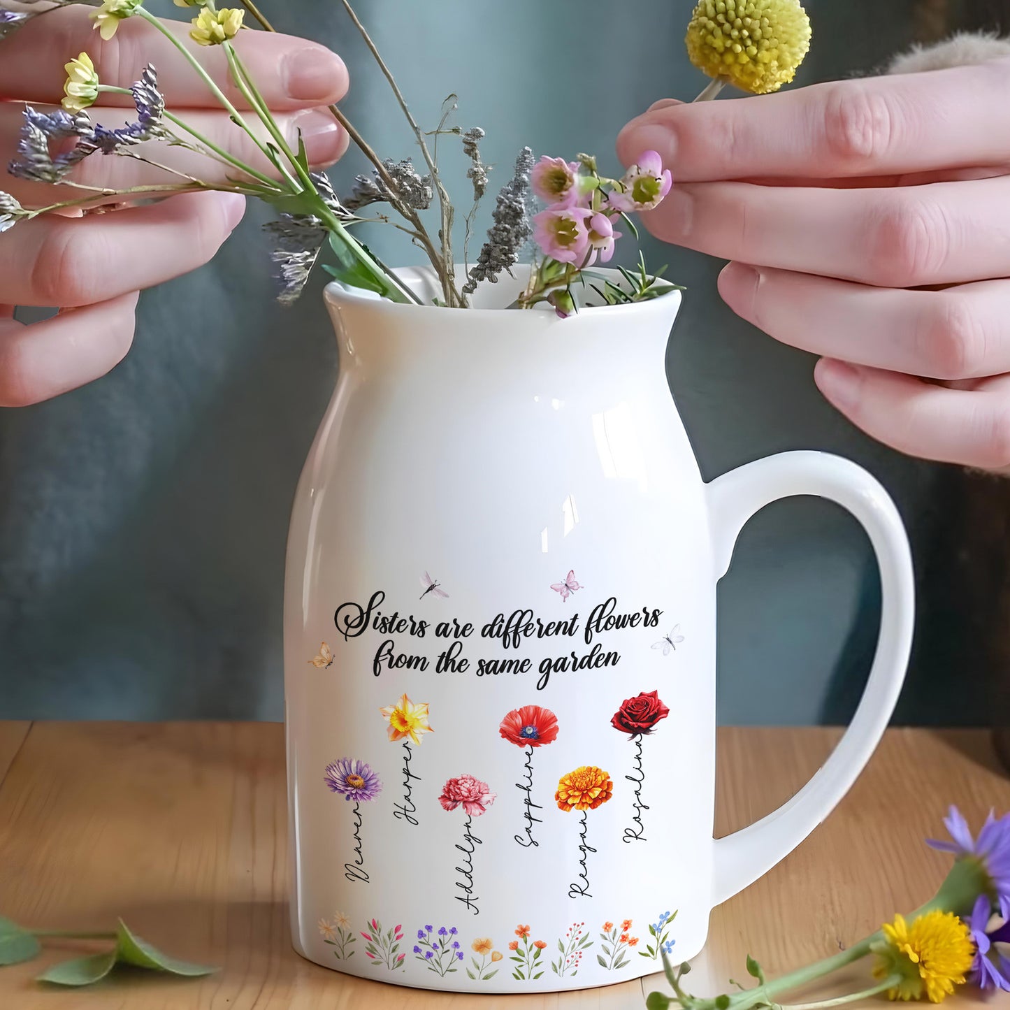 Sisters Are Different Flowers From The Same Garden, Flowers And Butterflies