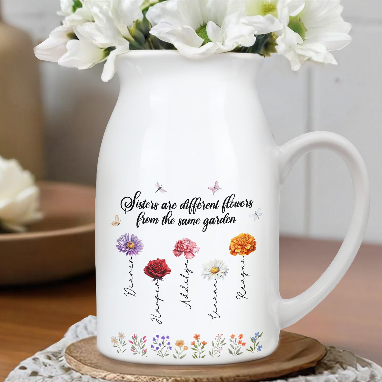 Sisters Are Different Flowers From The Same Garden, Flowers And Butterflies
