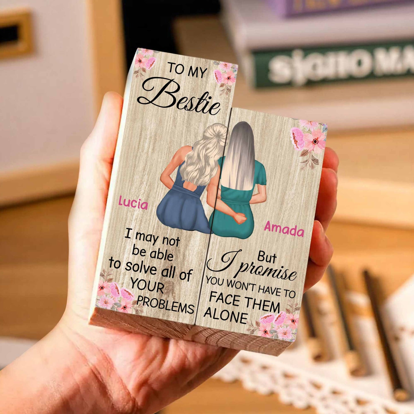 To My Bestie, Promise You Won't Face Problems Alone - Personalized Custom Candle Holder - BST046_CAHOW
