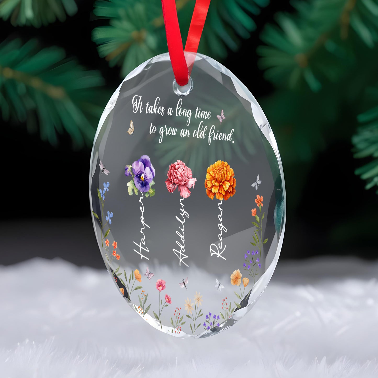 It Takes A Long Time To Grow An Old Friend Glass Ornament