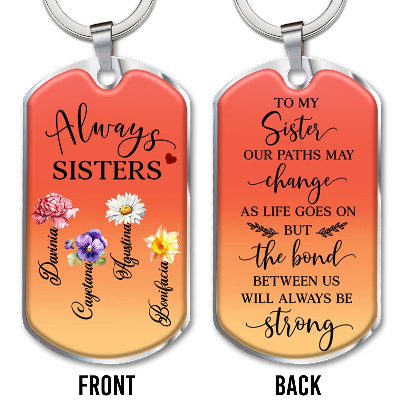 Always Sisters Strong Bond Floral Heart Design