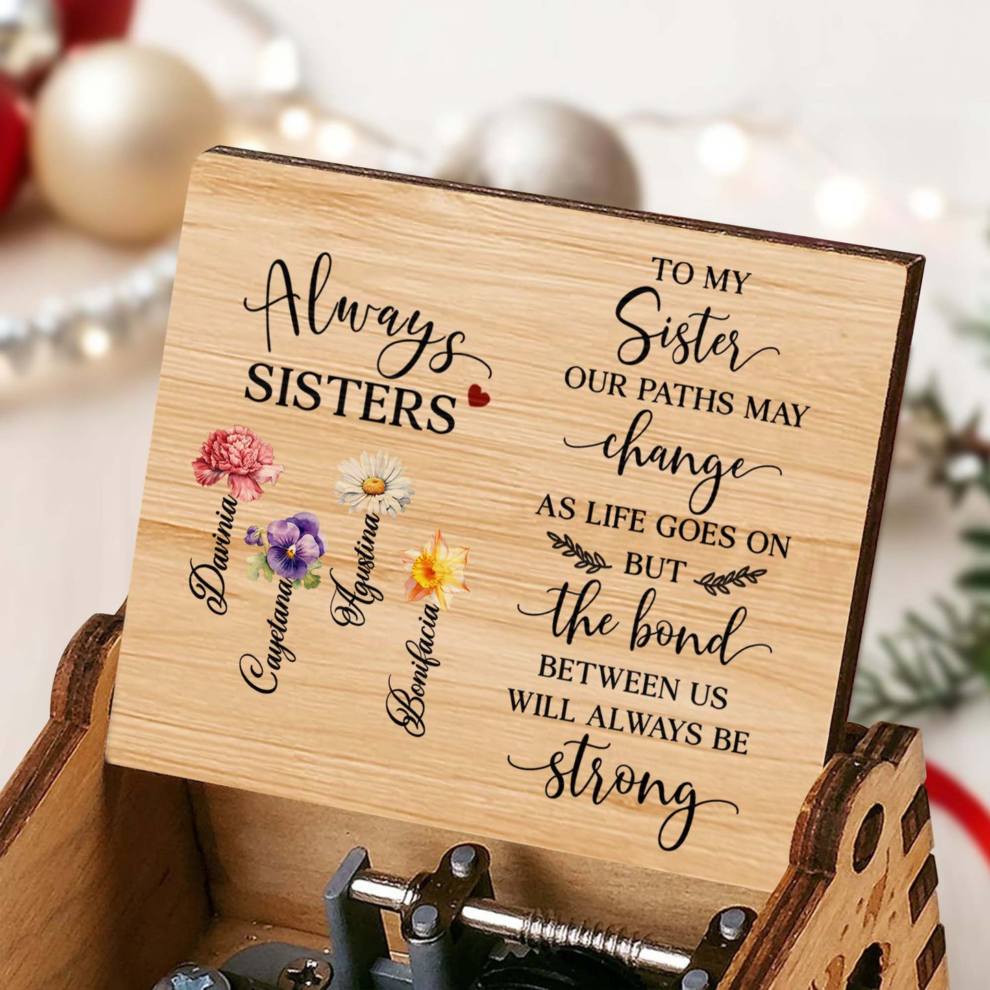 Always Sisters Strong Bond Floral Heart Design