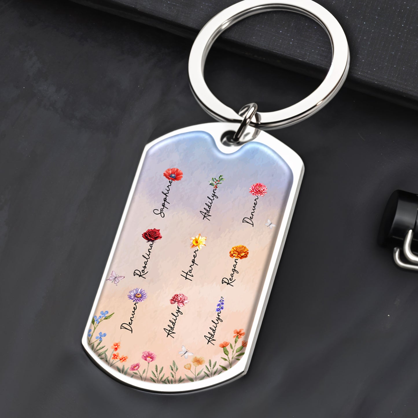 Sisters Different Flowers Same Garden Custom Keychain