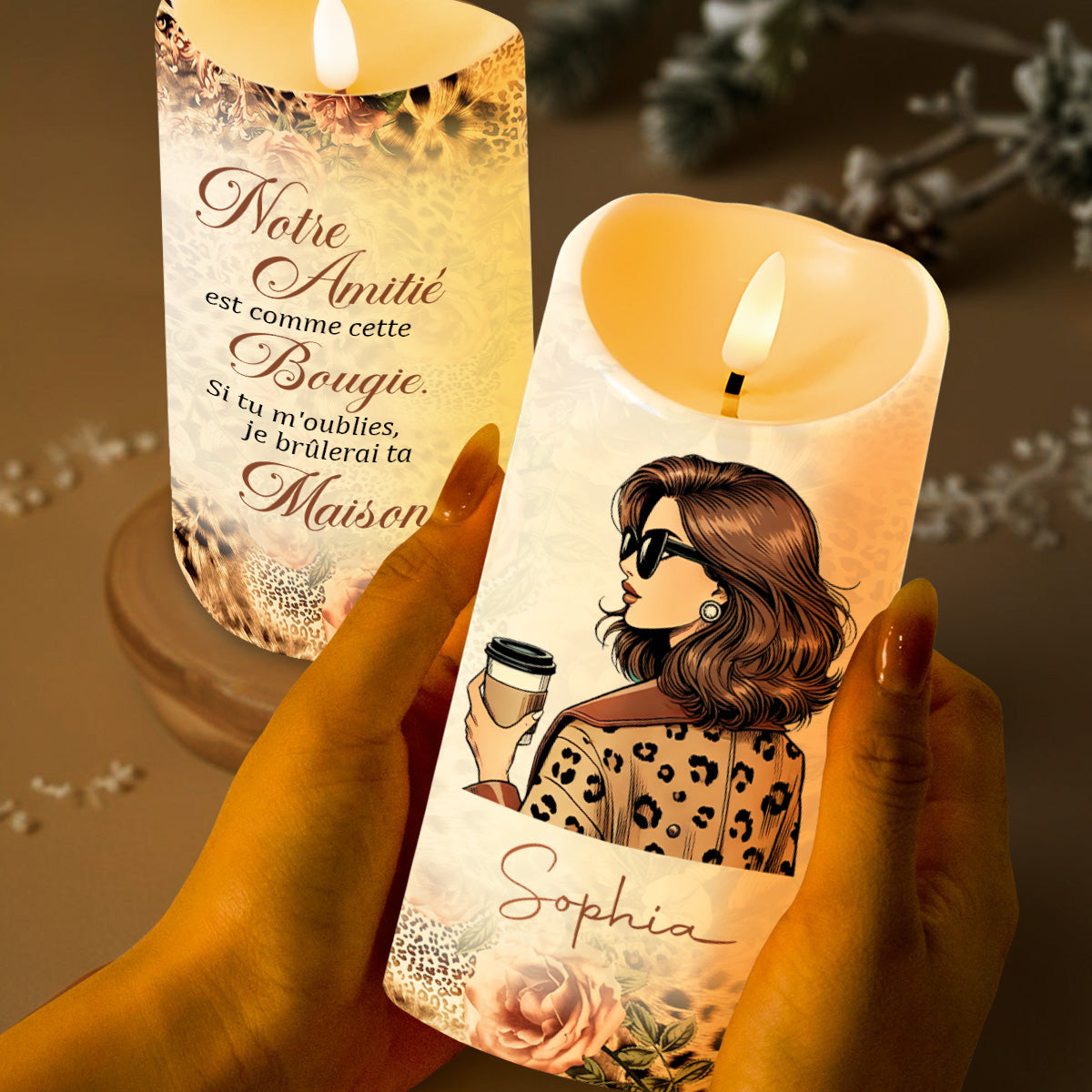 Friendship Like A Candle Coffee Cup And Flowers Design