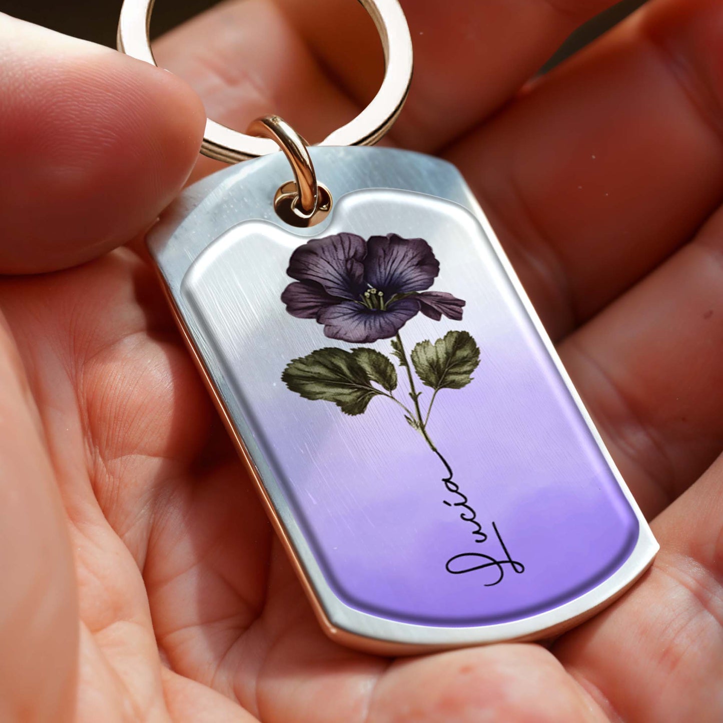To My Unbiological Sister With Pansy Flower Keychain