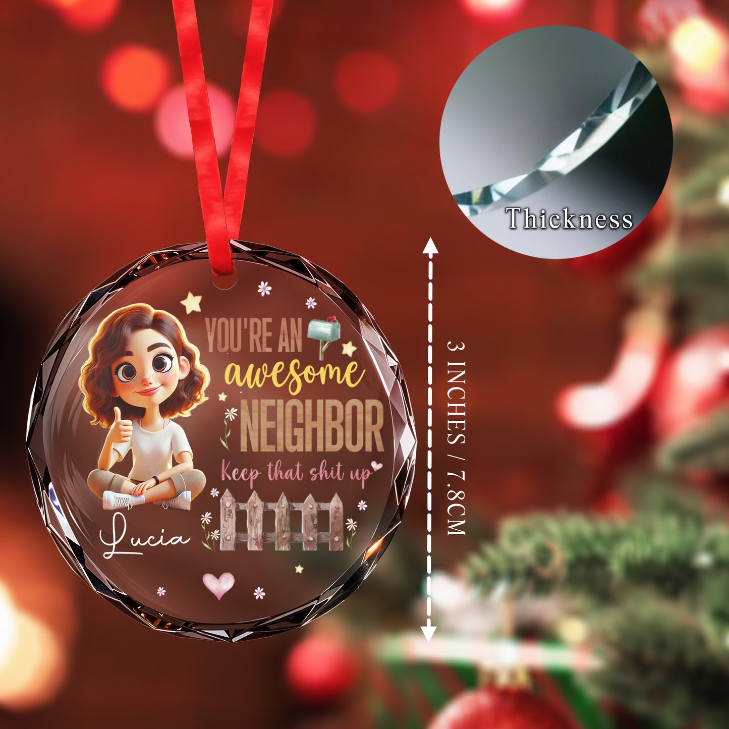 Awesome Neighbor Appreciation Custom Glass Ornament