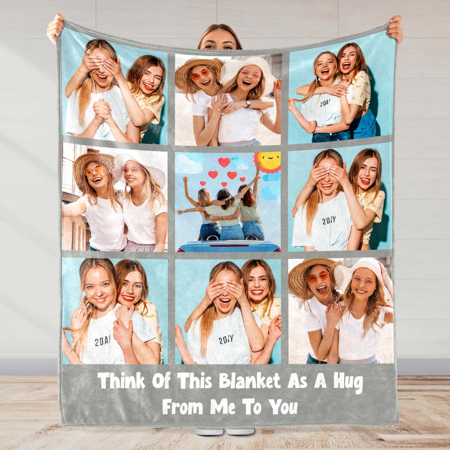 Polaroid Style Personal Photo Memories Throw Blanket