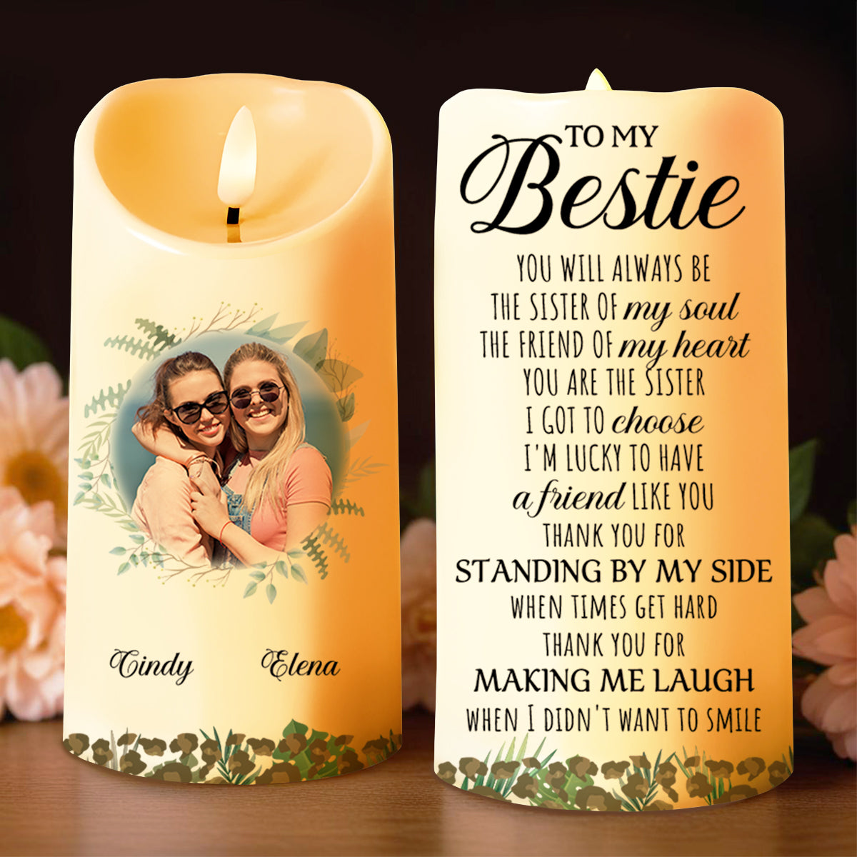 Sister Of My Soul Bestie Special Floral Candle