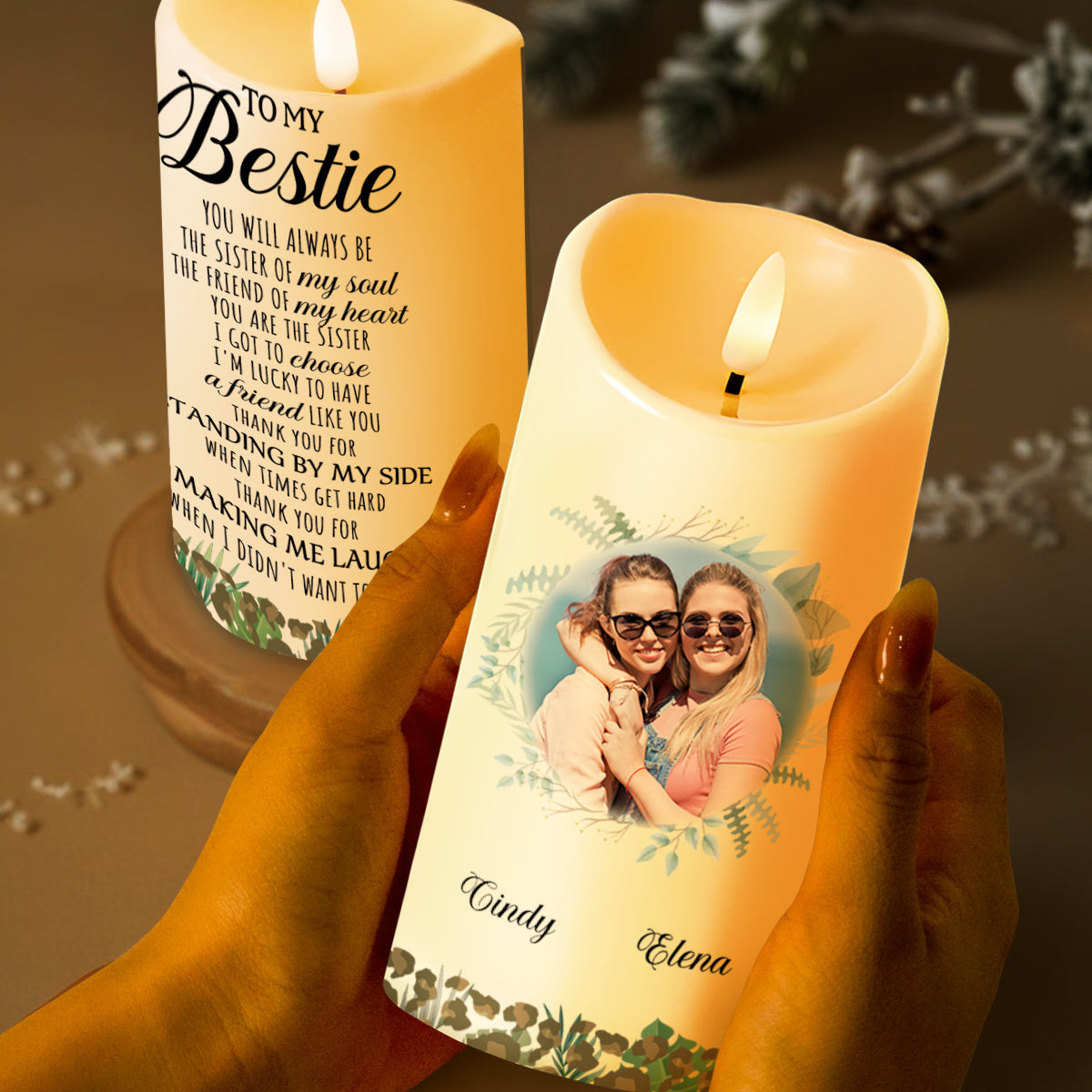 Sister Of My Soul Bestie Special Floral Candle