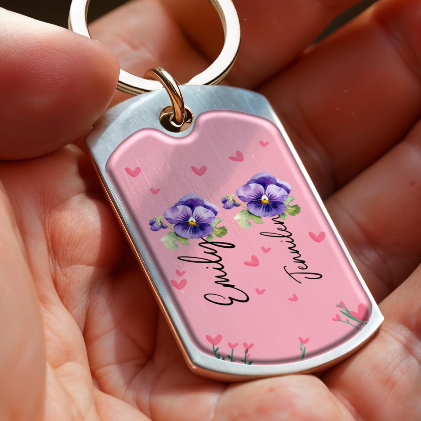 True Friendship To Unbiological Sister With Hearts And Pansy Flowers
