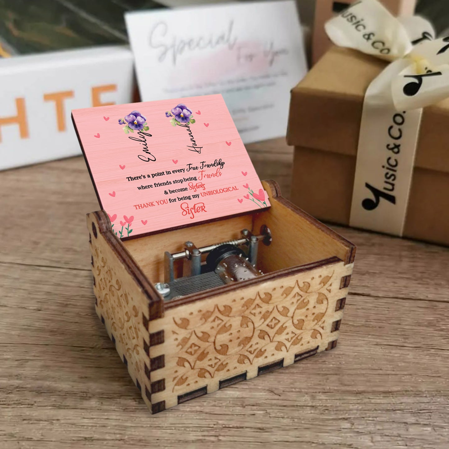 True Friendship To Unbiological Sister Pansy Music Box
