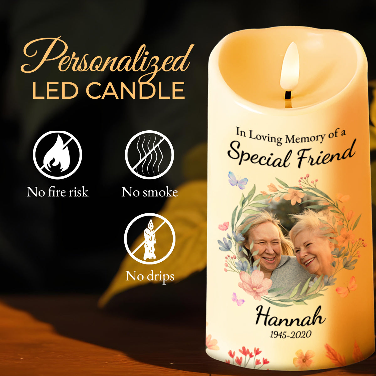 Floral Wreath Memorial Candle For A Special Friend
