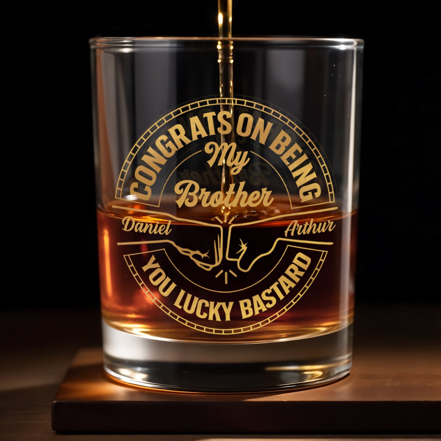 Congrats On Being My Brother You Lucky Bastard Glass - Personalized Custom Whiskey Glass - BST144_RWG