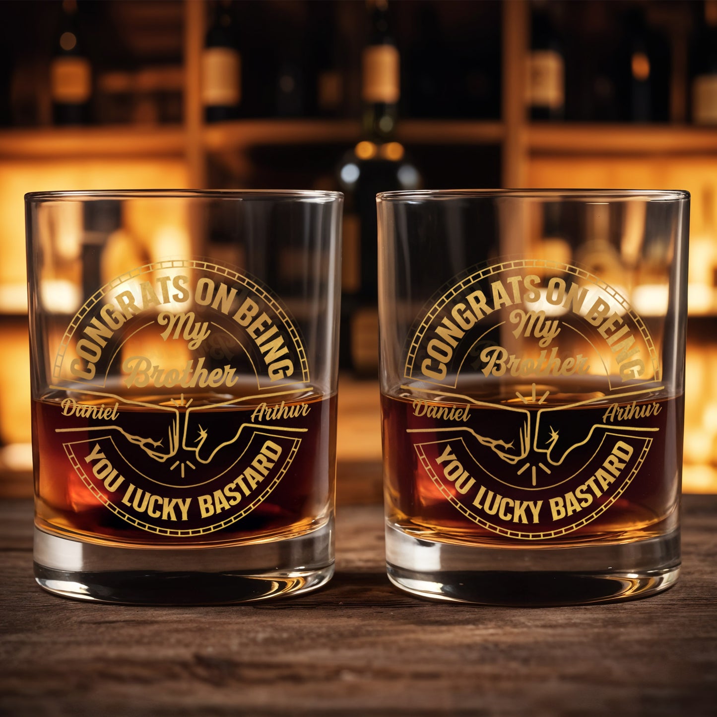 Congrats On Being My Brother You Lucky Bastard Glass - Personalized Custom Whiskey Glass - BST144_RWG