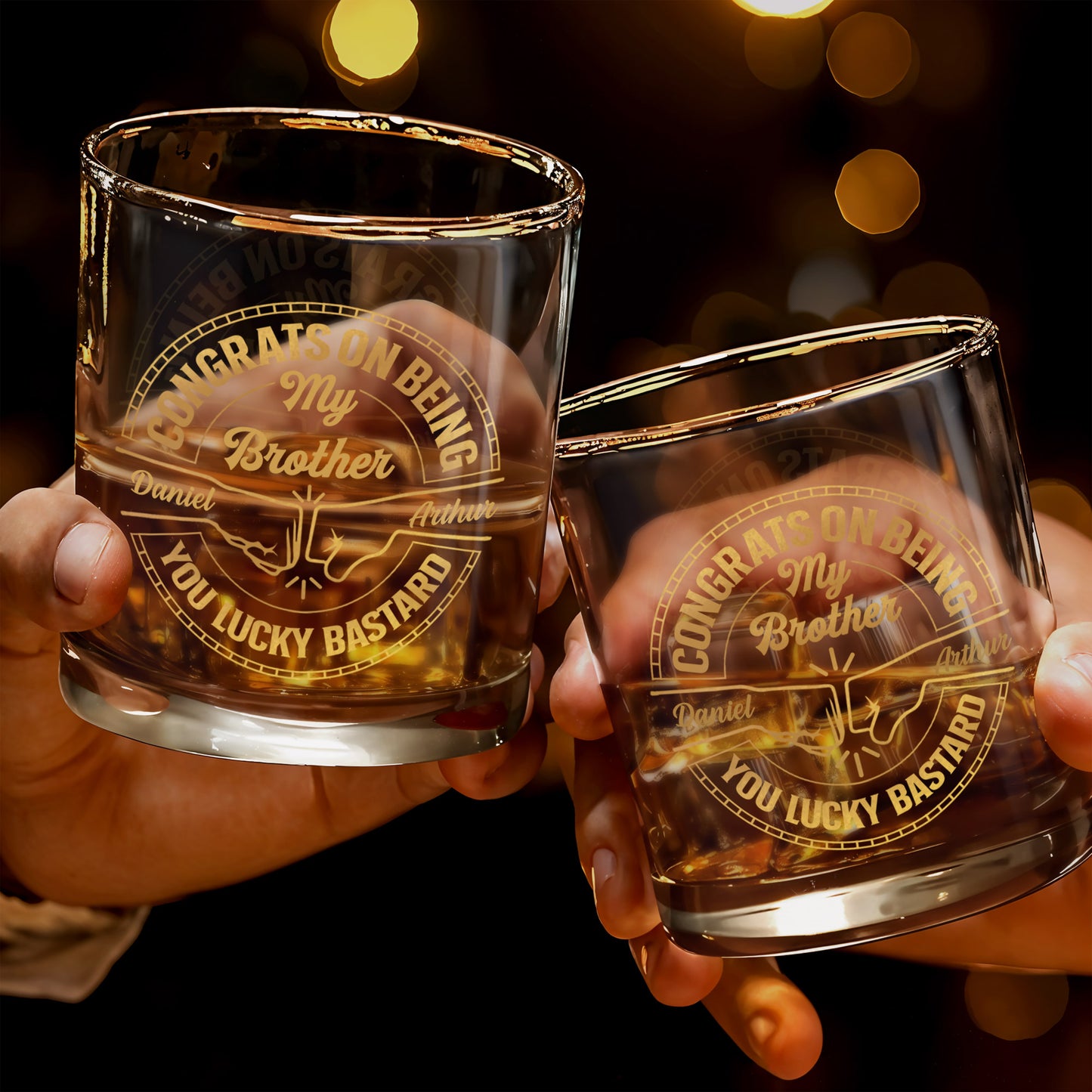 Congrats On Being My Brother You Lucky Bastard Glass - Personalized Custom Whiskey Glass - BST144_RWG