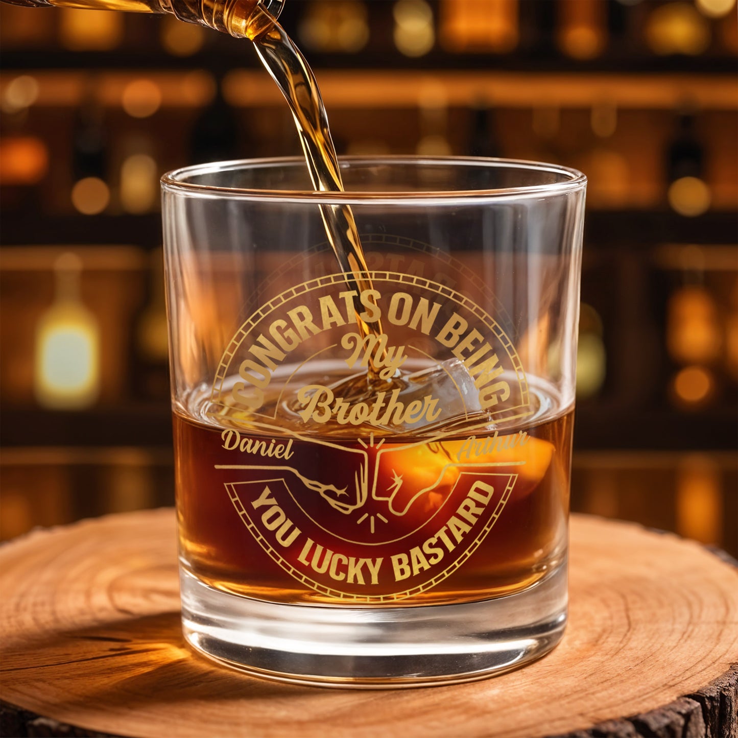 Congrats On Being My Brother You Lucky Bastard Glass - Personalized Custom Whiskey Glass - BST144_RWG