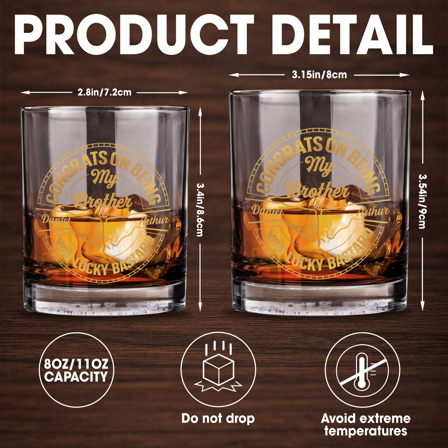 Congrats On Being My Brother You Lucky Bastard Glass - Personalized Custom Whiskey Glass - BST144_RWG