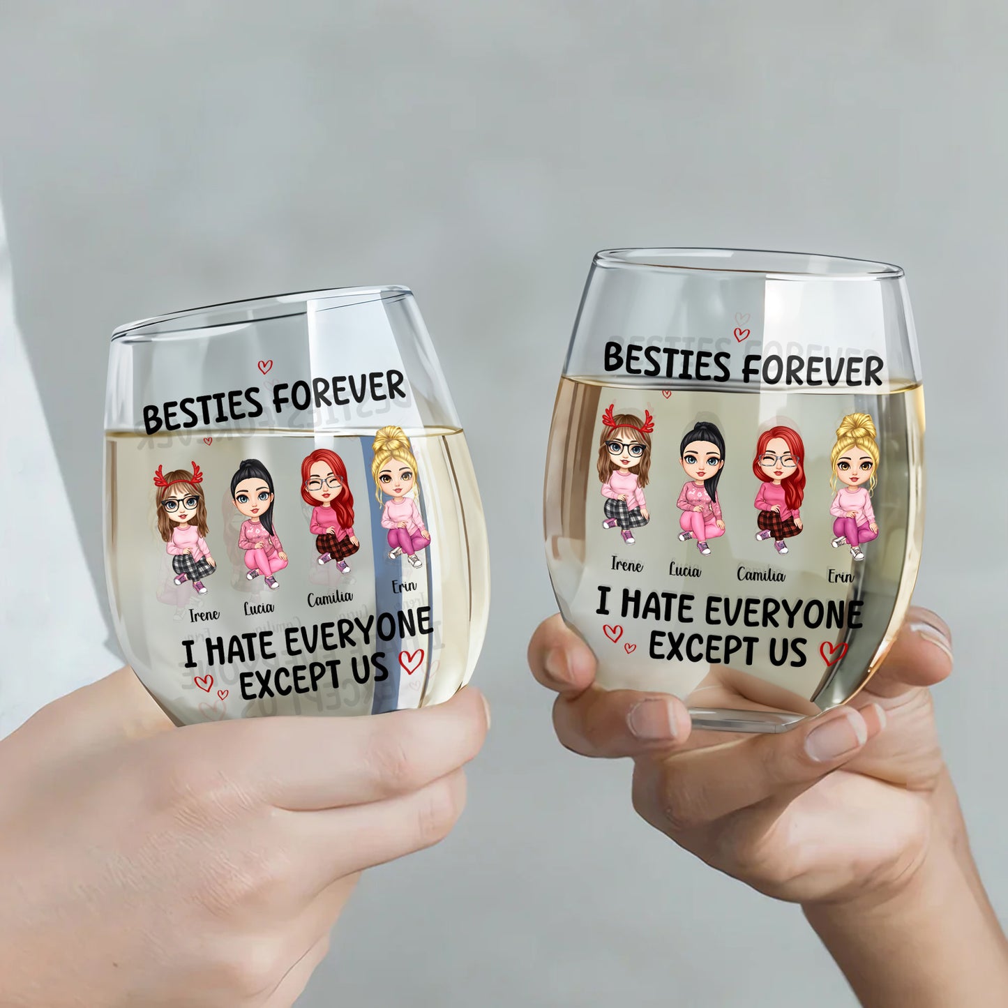 Besties Forever I Hate Everyone Except Us Cartoon Characters