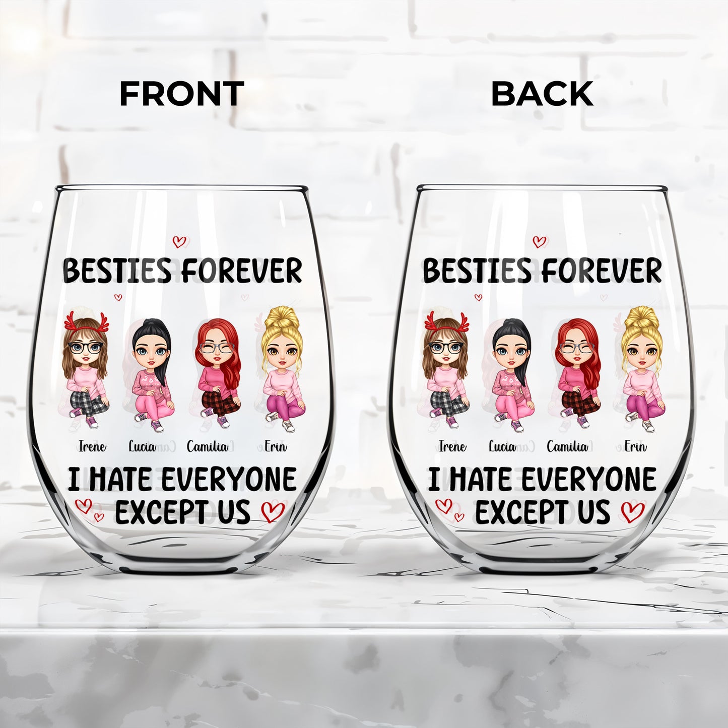 Besties Forever I Hate Everyone Except Us Cartoon Characters