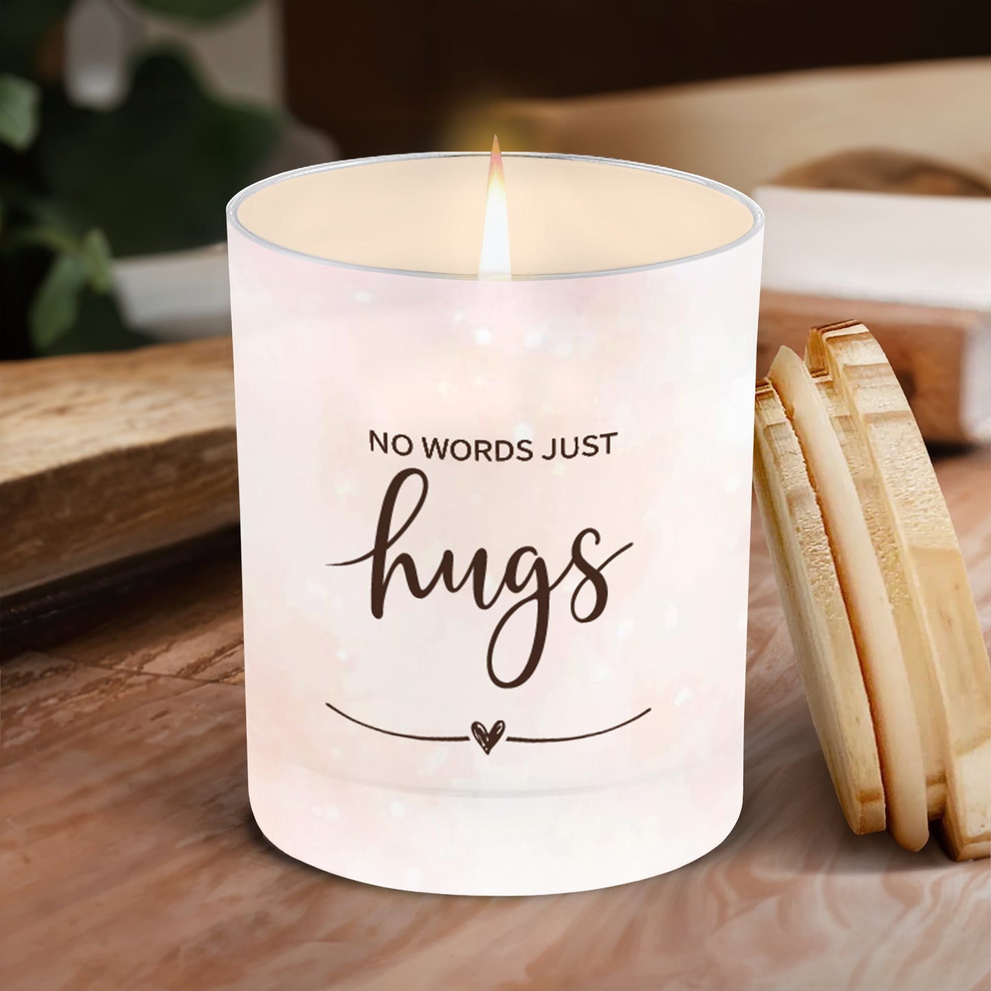 No Words Just Hugs Candle With Flowers And Photo Frame