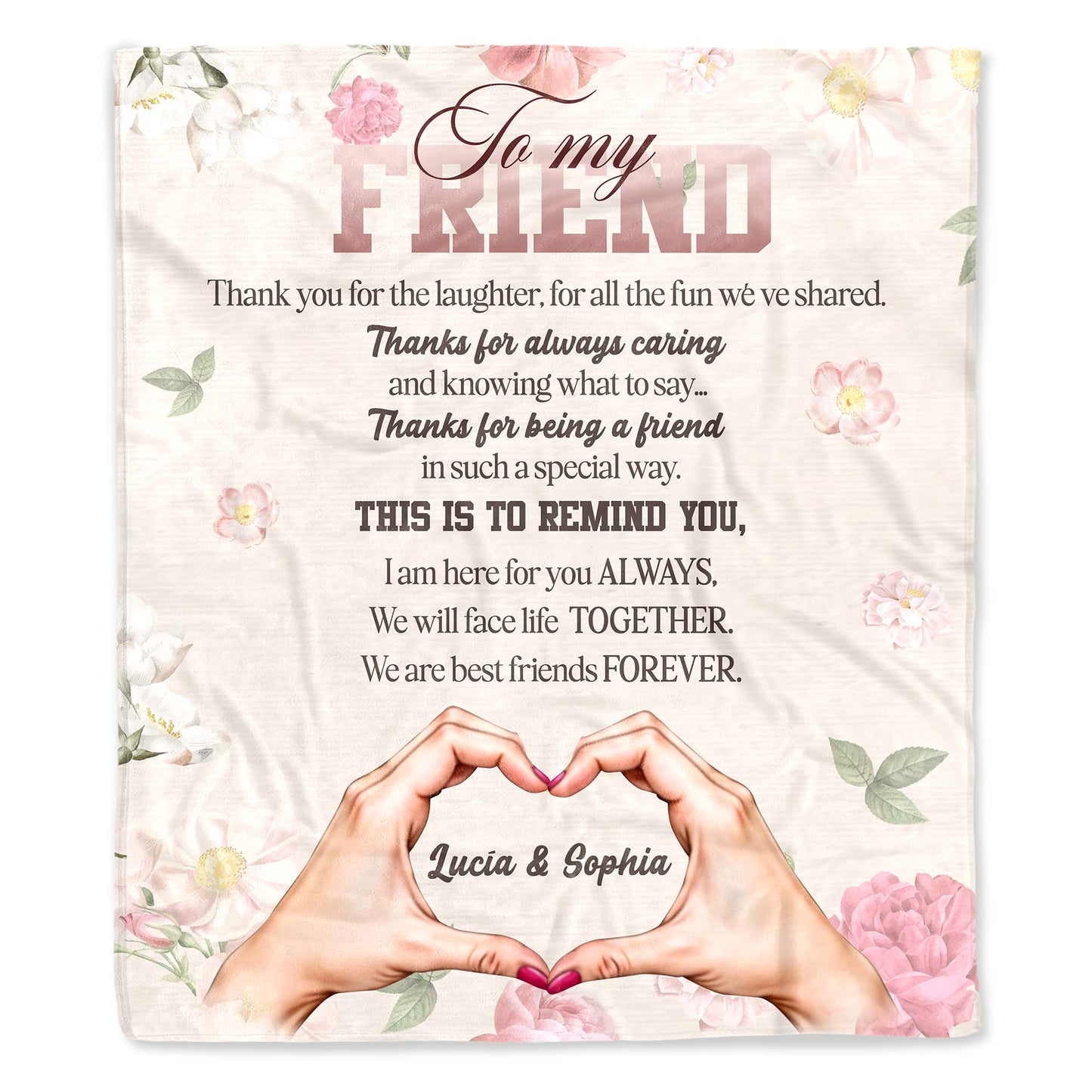 Best Friends Forever Heart Hands and Flowers