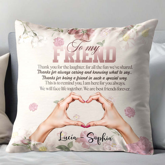 Coussin « À mon meilleur ami pour toujours », mains formant un cœur – Coussin personnalisé, insert inclus – BST134_PLW