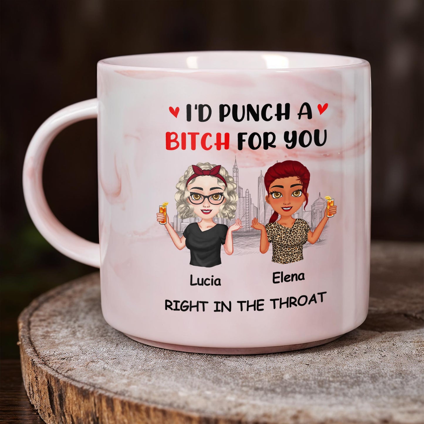 I'd Punch A B*tch For You Right In The Throat Cartoon Figures