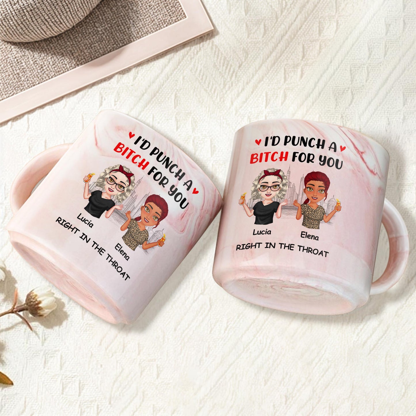 I'd Punch A B*tch For You Right In The Throat Cartoon Figures