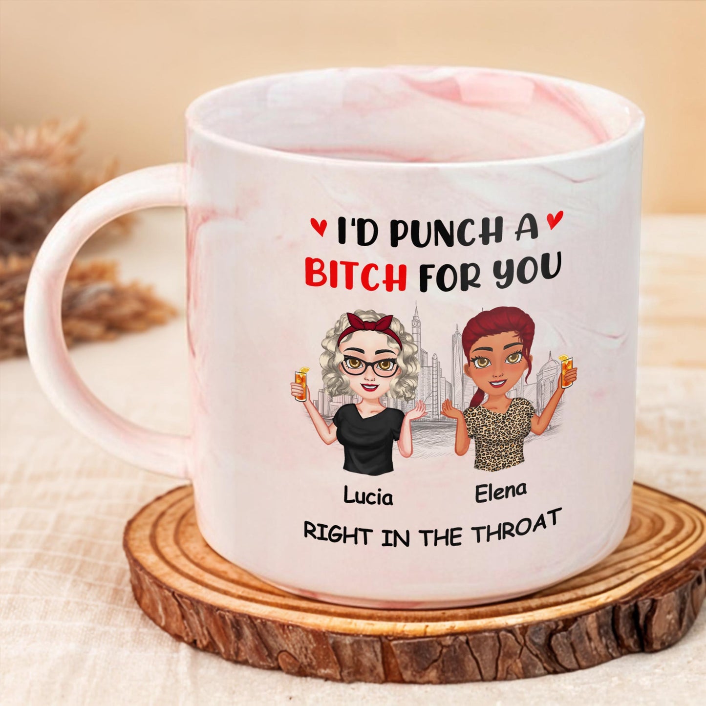 I'd Punch A B*tch For You Right In The Throat Cartoon Figures