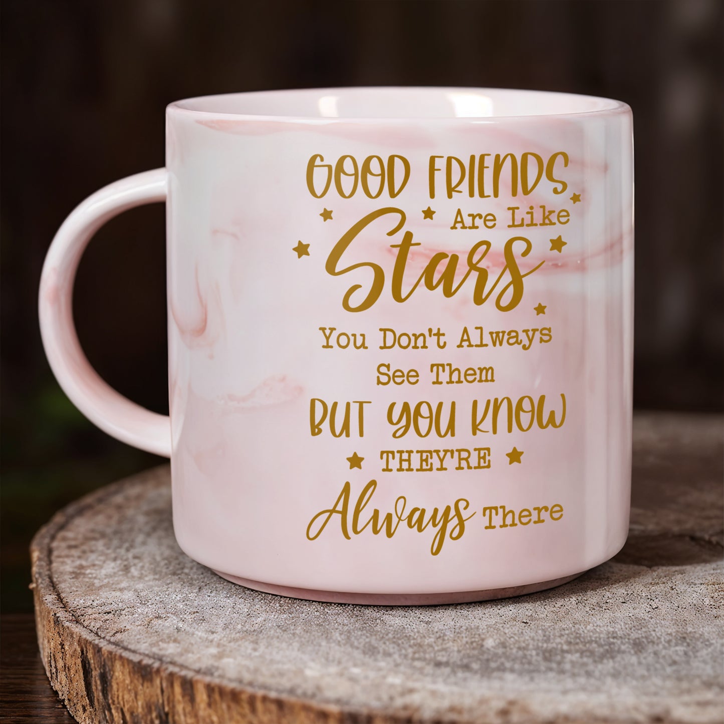Good Friends Are Like Stars Custom Mug For Best Friends - Personalized Custom Pink Marble Mug - BST139_PMAM
