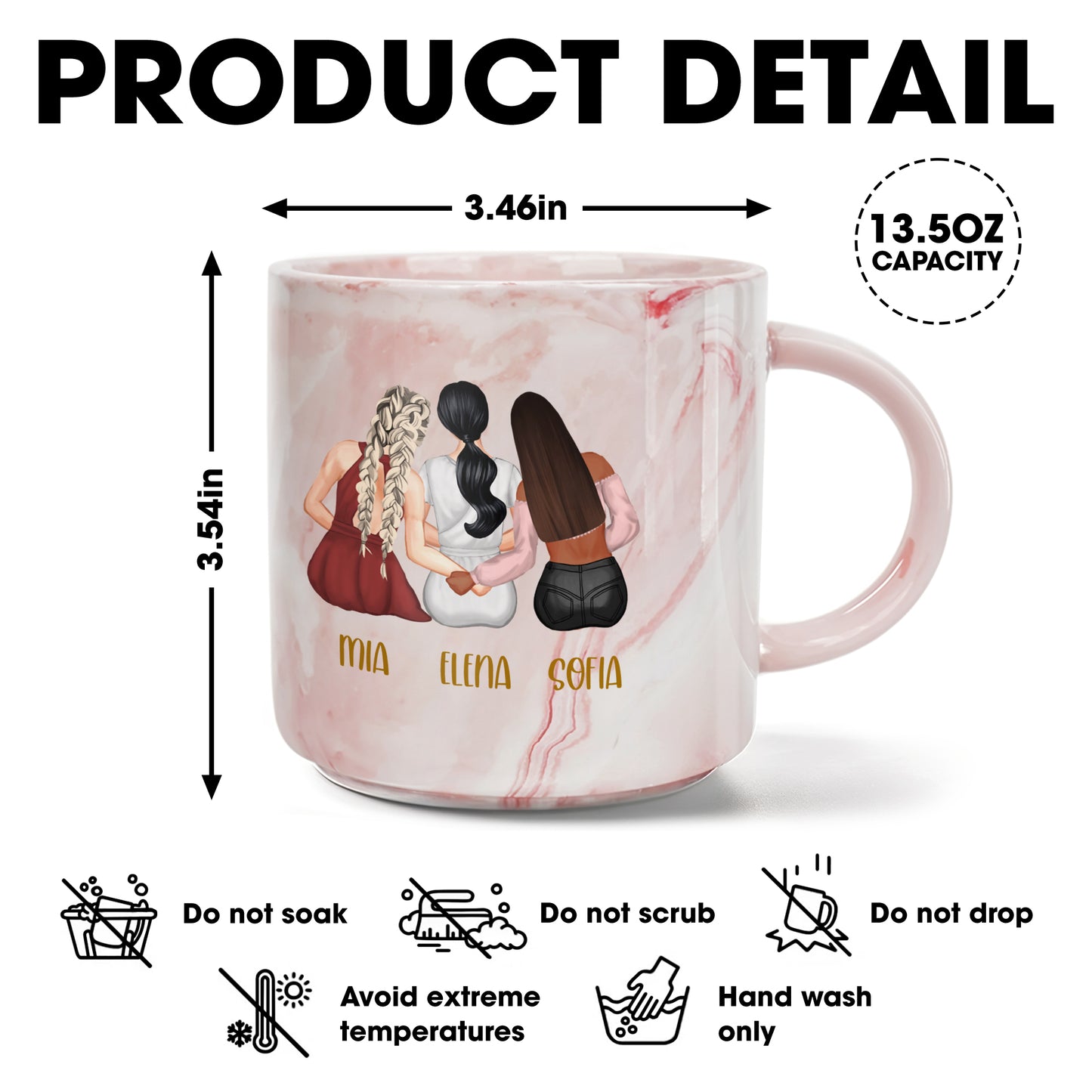 Good Friends Are Like Stars Custom Mug For Best Friends - Personalized Custom Pink Marble Mug - BST139_PMAM