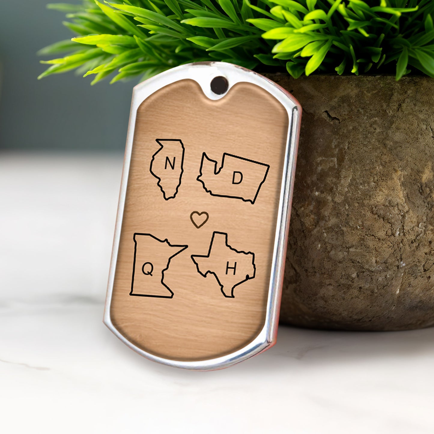 Miles Apart But Close At Heart Keychain With State Outlines - Personalized Custom Keychain - BST142_KCH
