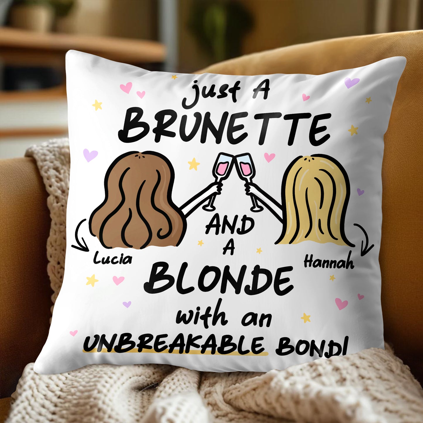 Brunette And Blonde With An Unbreakable Bond Pillow