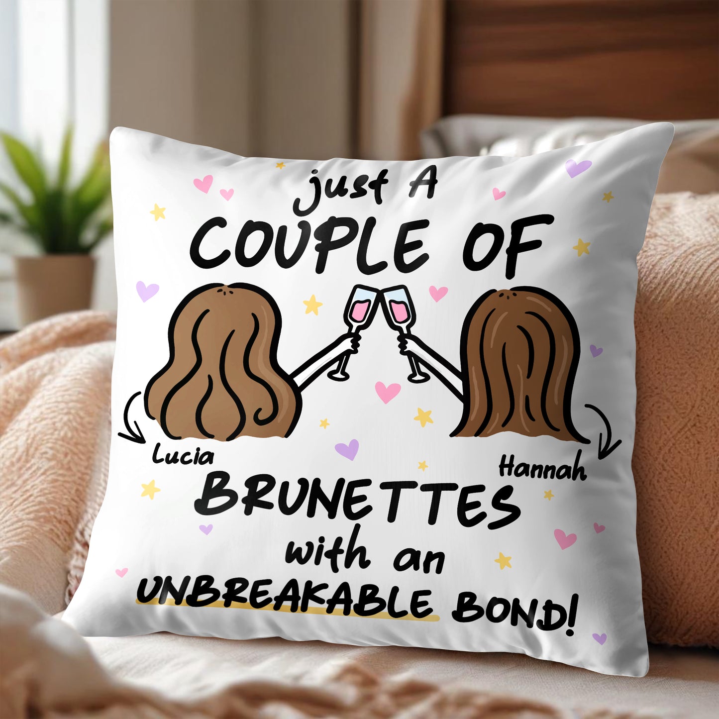 Brunettes With An Unbreakable Bond Pillow