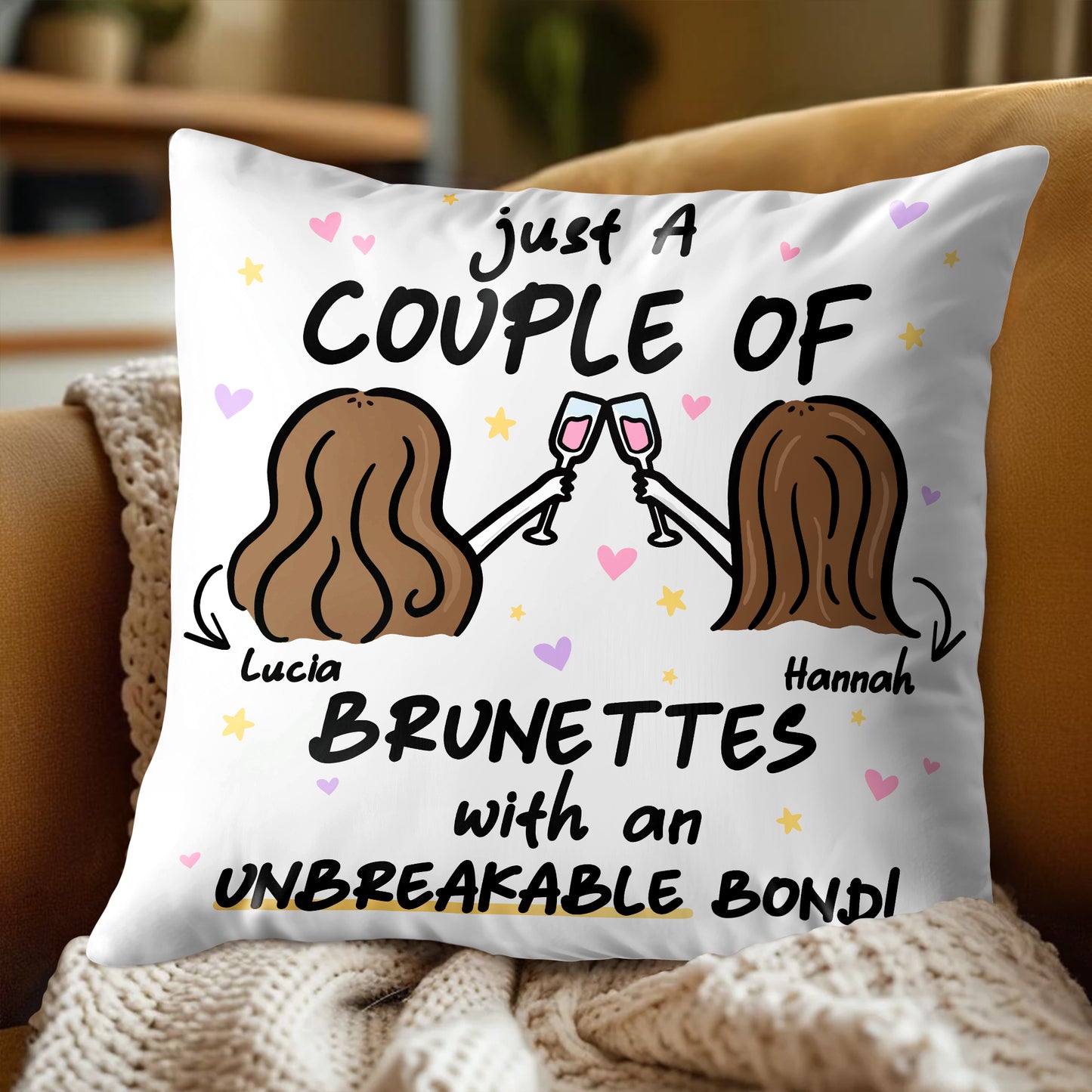 Brunettes With An Unbreakable Bond Pillow
