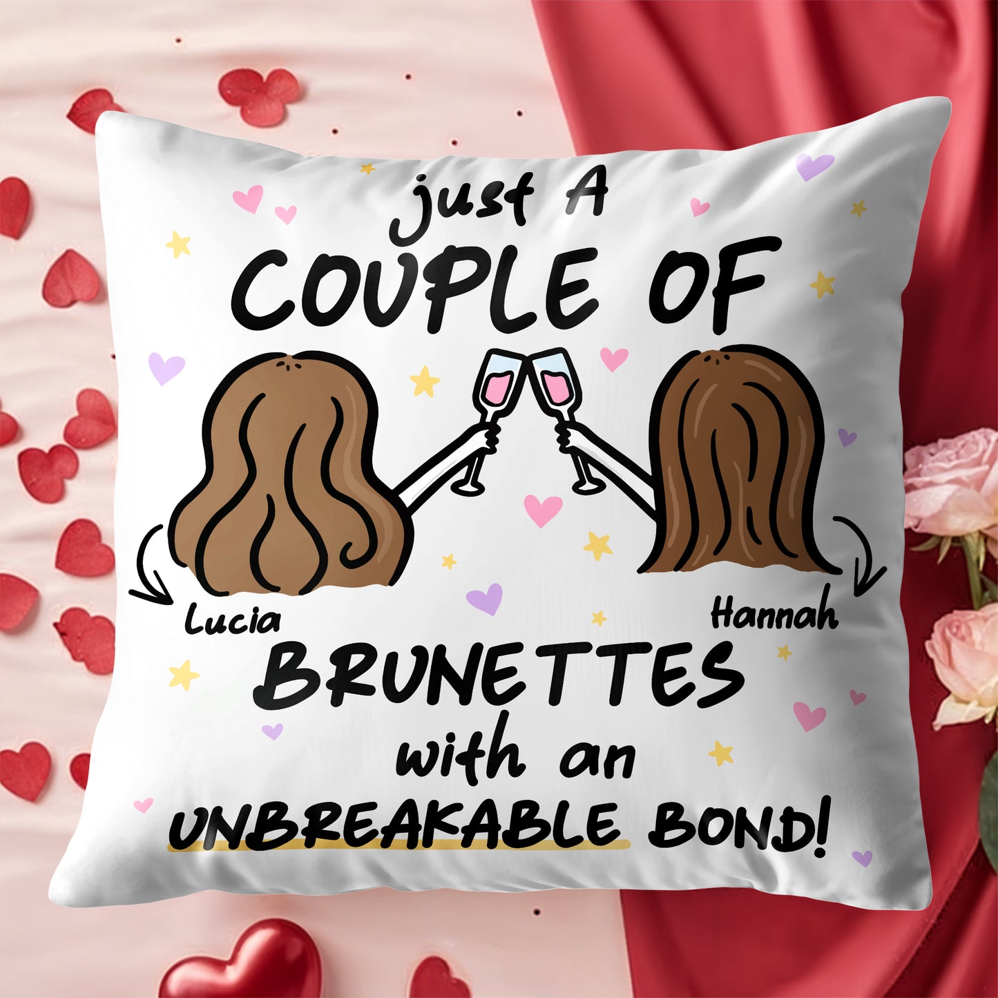 Brunettes With An Unbreakable Bond Pillow