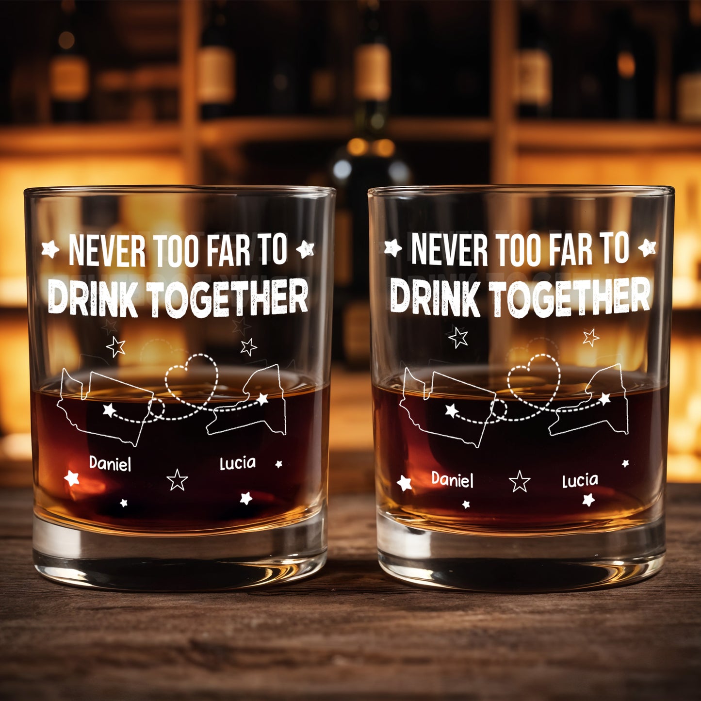 Never Too Far To Drink Together, States Outline And Stars