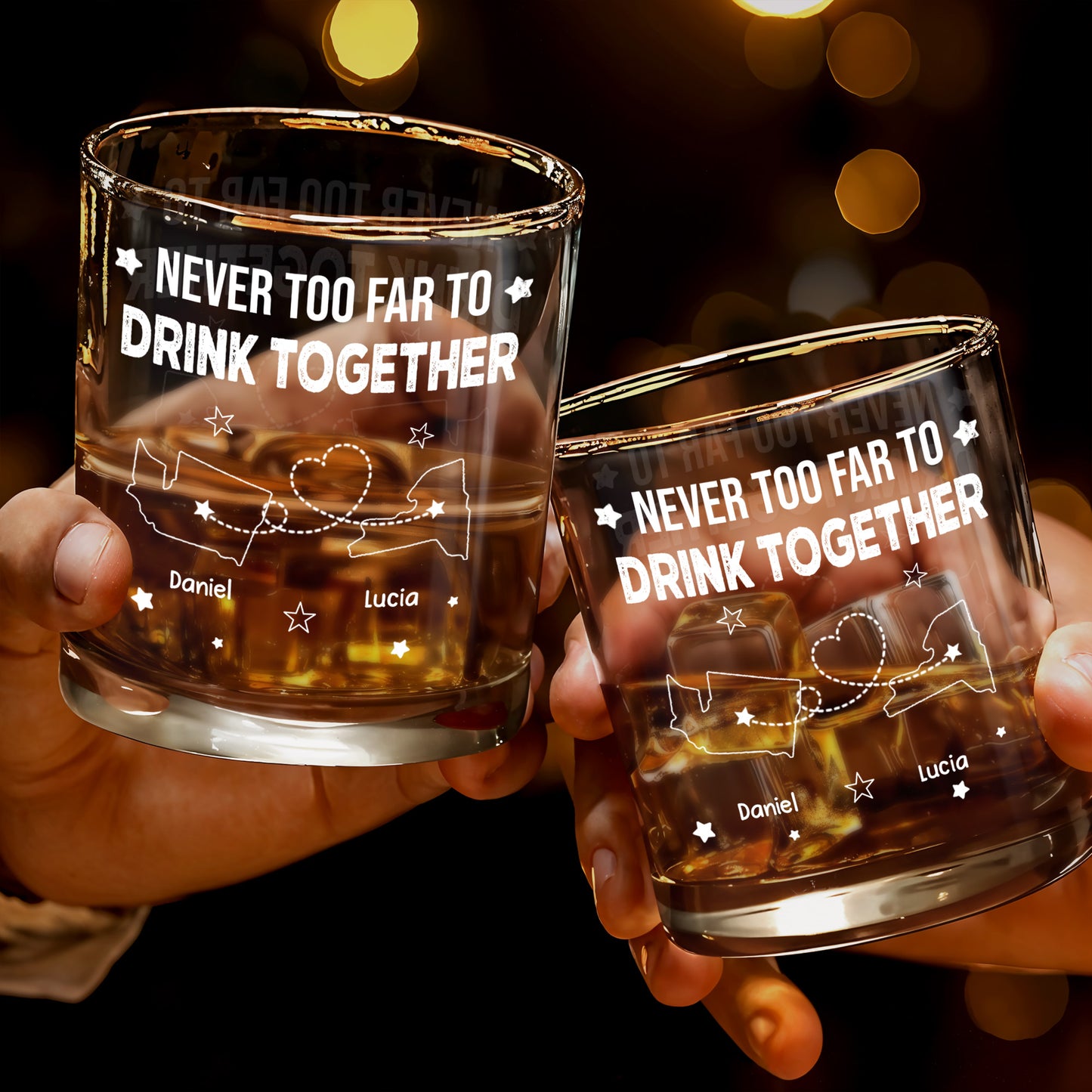 Never Too Far To Drink Together, States Outline And Stars