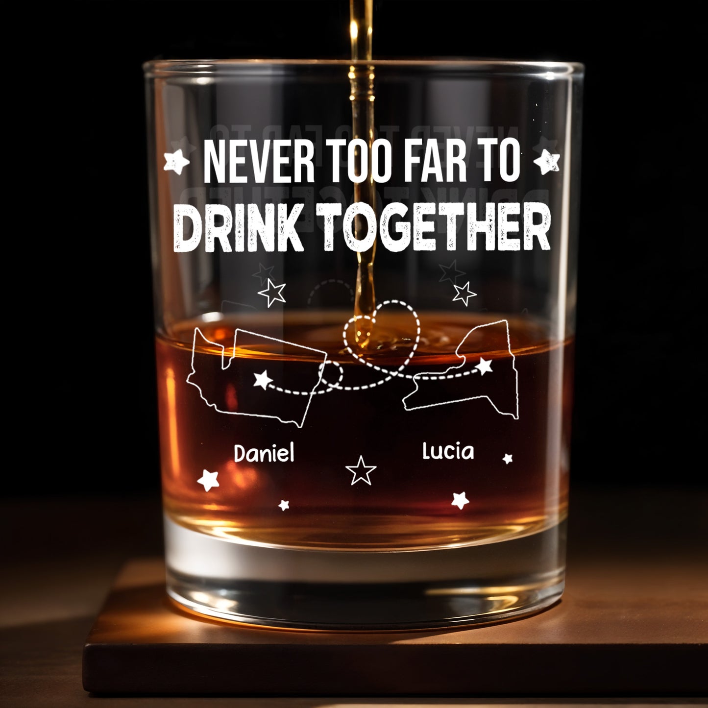 Never Too Far To Drink Together, States Outline And Stars