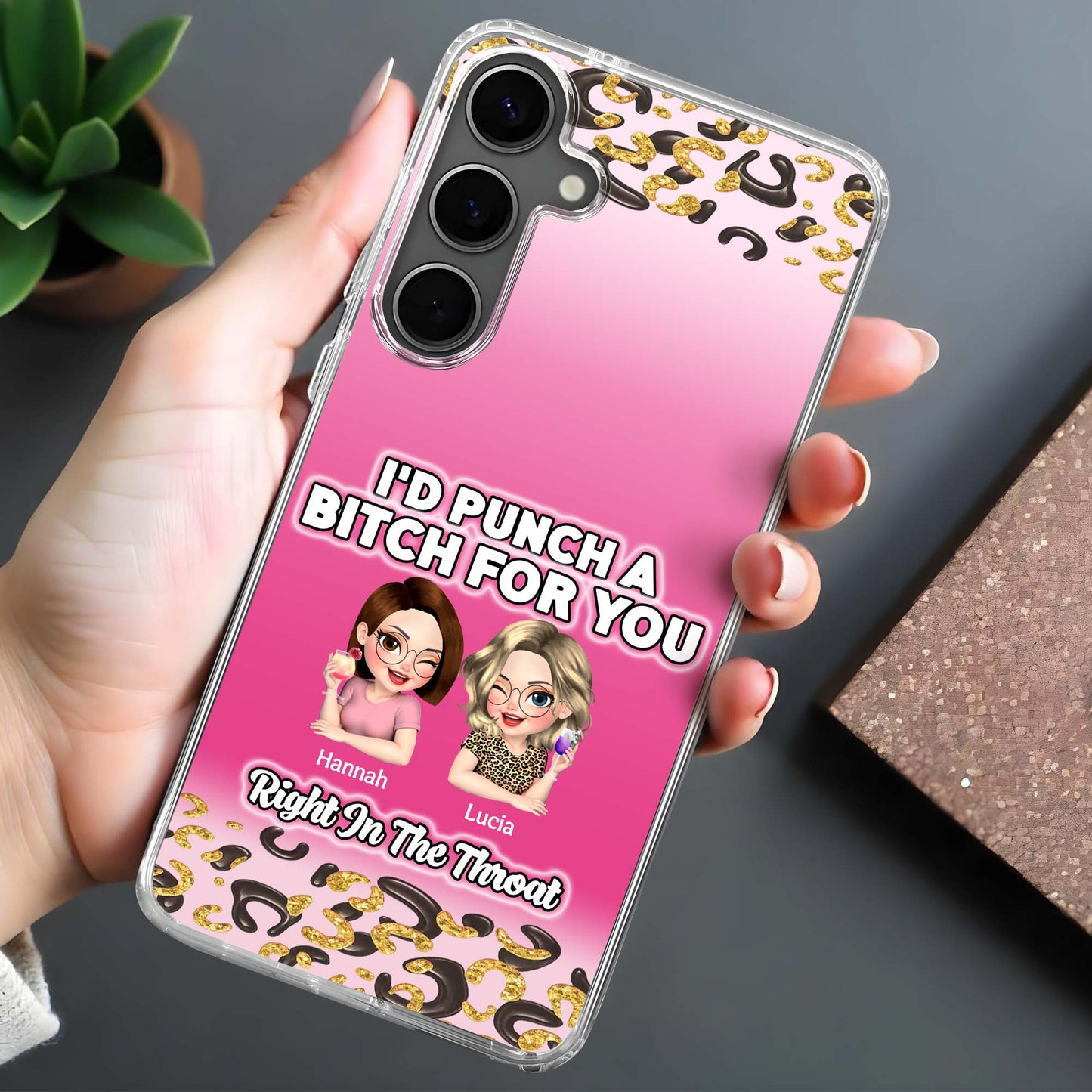 I'd Punch A B*tch For You, Custom Best Friends Design - Personalized Clear Phone Case - BST174_PHC