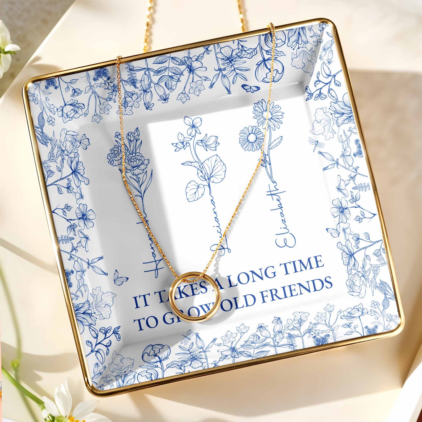 It Takes A Long Time To Grow Old Friends Floral Dish
