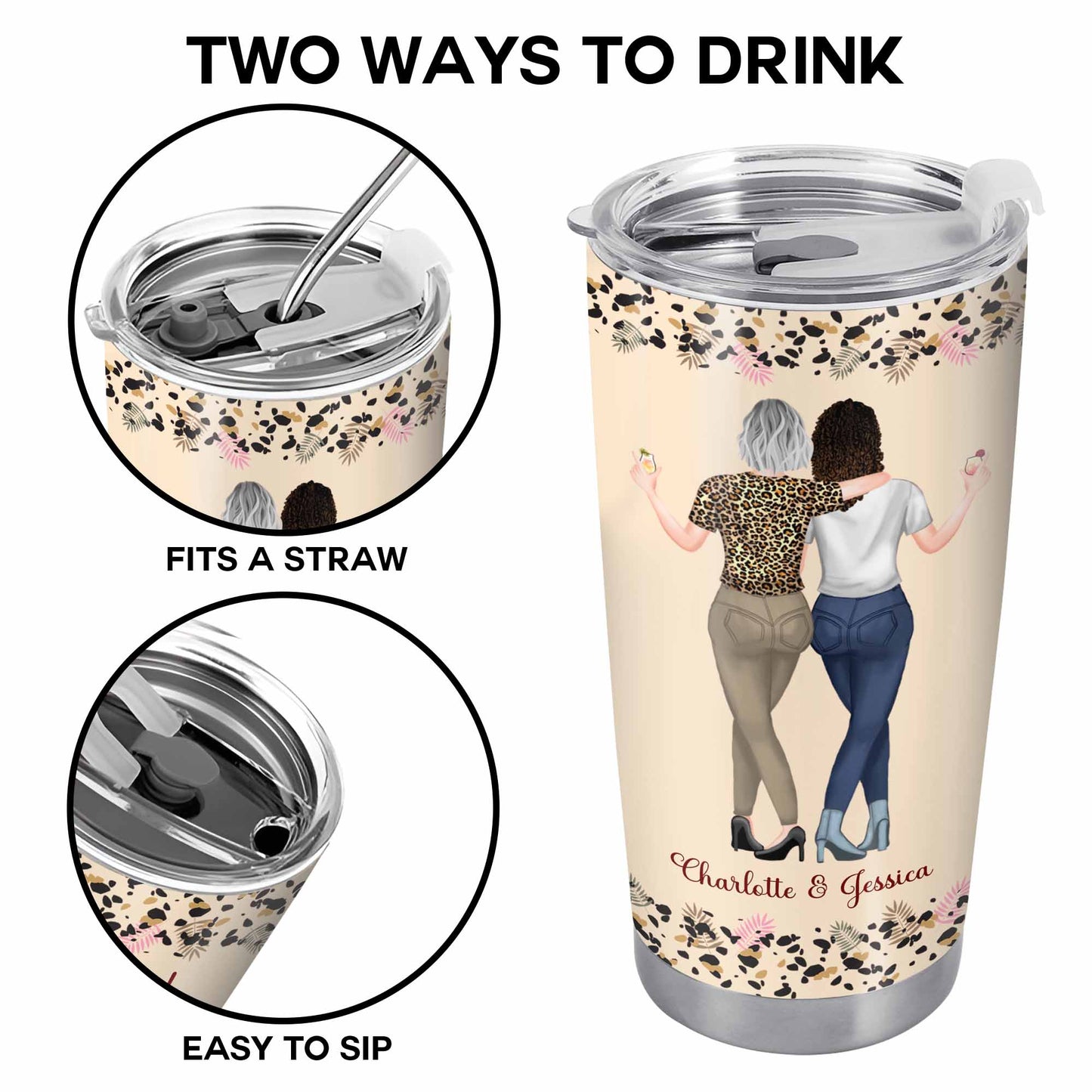To My Bestie, Hearts and Flowers Tumbler