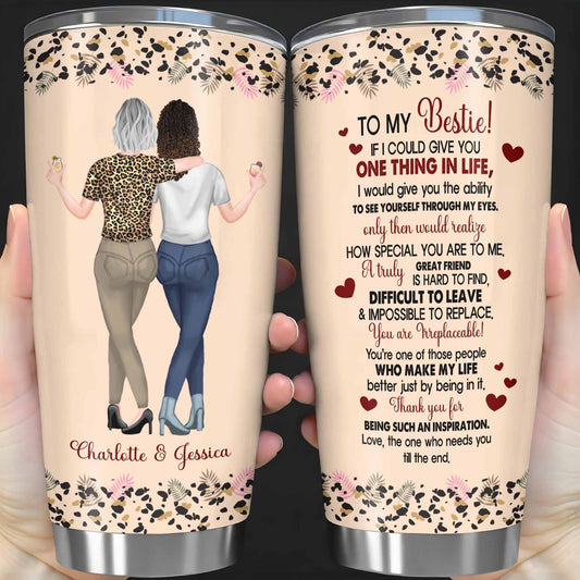 To My Bestie, Hearts and Flowers Tumbler