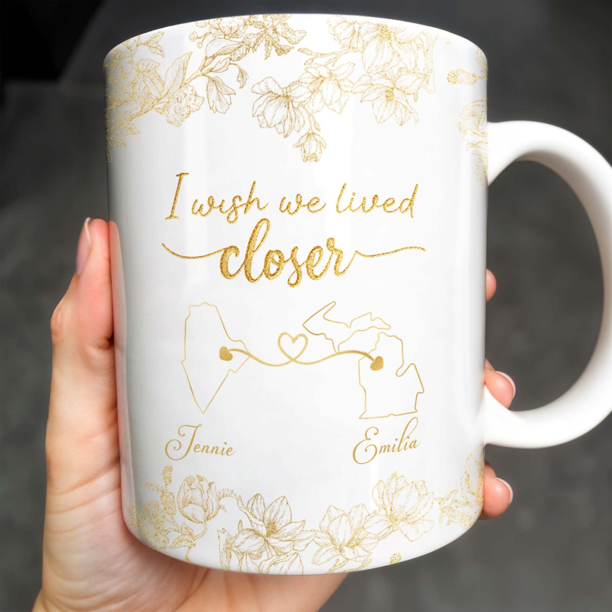 I Wish We Lived Closer With Flowers And Map Design