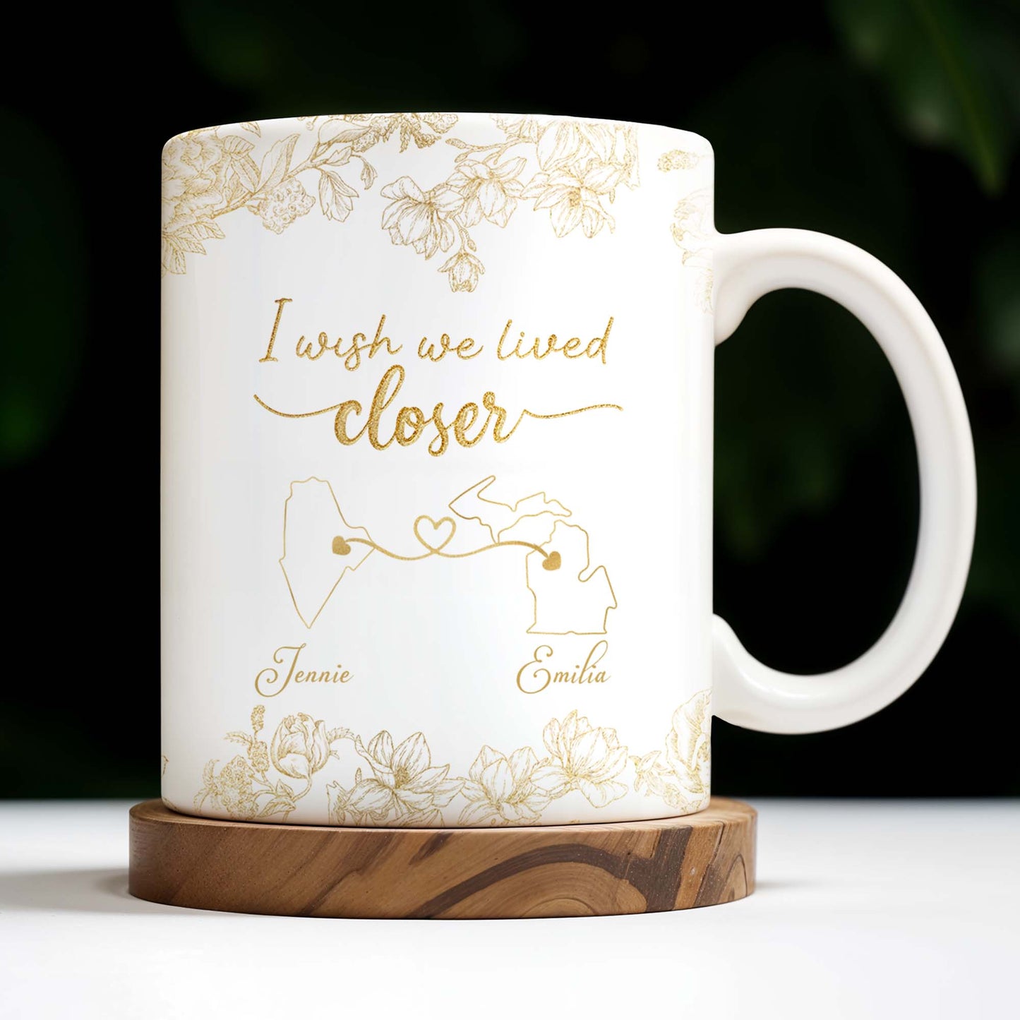I Wish We Lived Closer With Flowers And Map Design